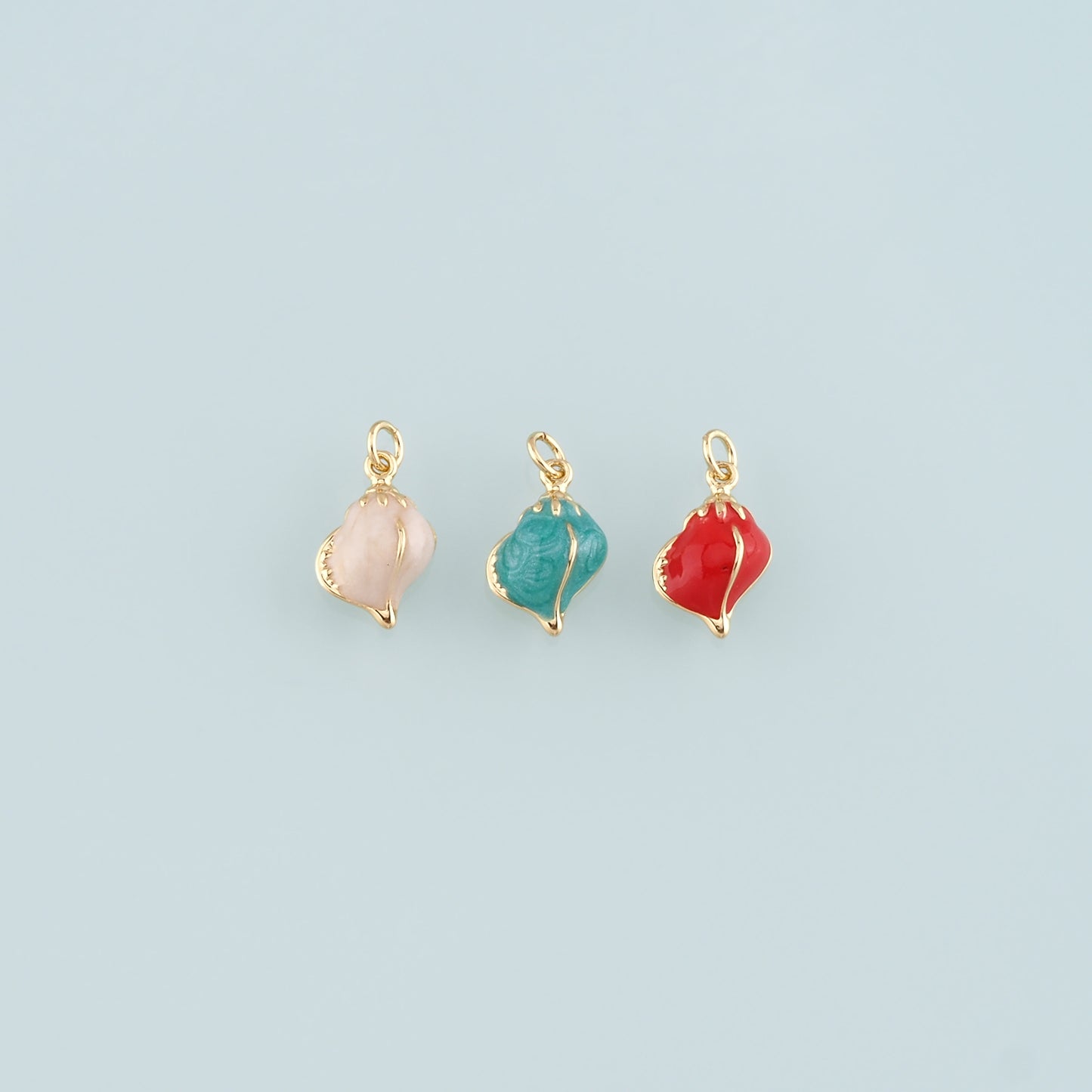 Gold Conch Charms,18K Gold Filled Conch Pendant,Enamel Conch Shell Charm Bracelet Necklace for DIY Jewelry Making Supply