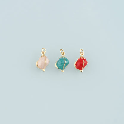 Gold Conch Charms,18K Gold Filled Conch Pendant,Enamel Conch Shell Charm Bracelet Necklace for DIY Jewelry Making Supply