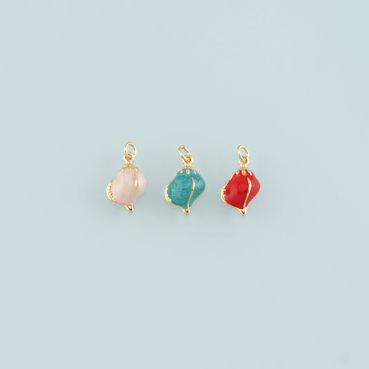 Gold Conch Charms,18K Gold Filled Conch Pendant,Enamel Conch Shell Charm Bracelet Necklace for DIY Jewelry Making Supply