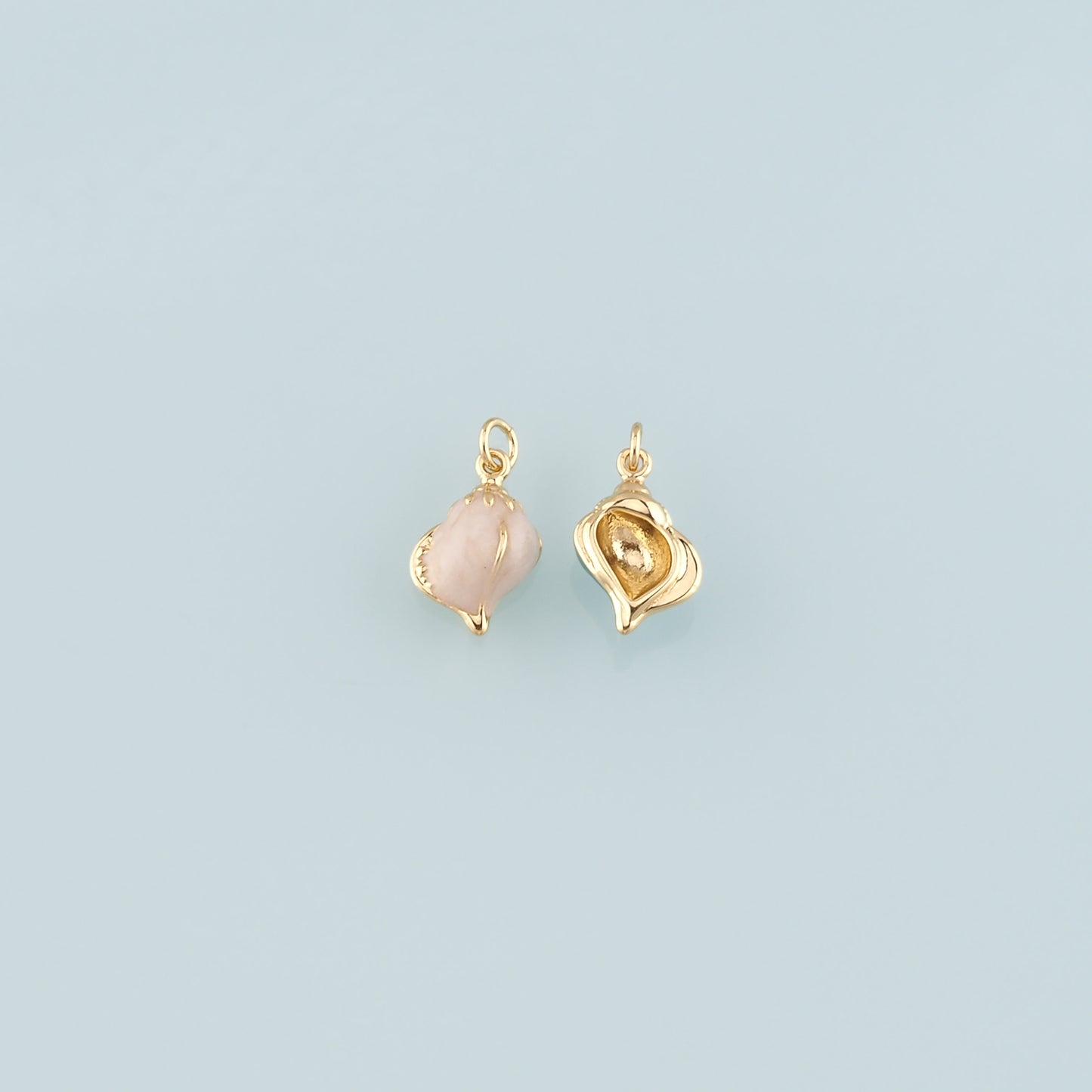Gold Conch Charms,18K Gold Filled Conch Pendant,Enamel Conch Shell Charm Bracelet Necklace for DIY Jewelry Making Supply