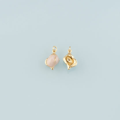 Gold Conch Charms,18K Gold Filled Conch Pendant,Enamel Conch Shell Charm Bracelet Necklace for DIY Jewelry Making Supply