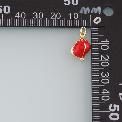 Gold Conch Charms,18K Gold Filled Conch Pendant,Enamel Conch Shell Charm Bracelet Necklace for DIY Jewelry Making Supply