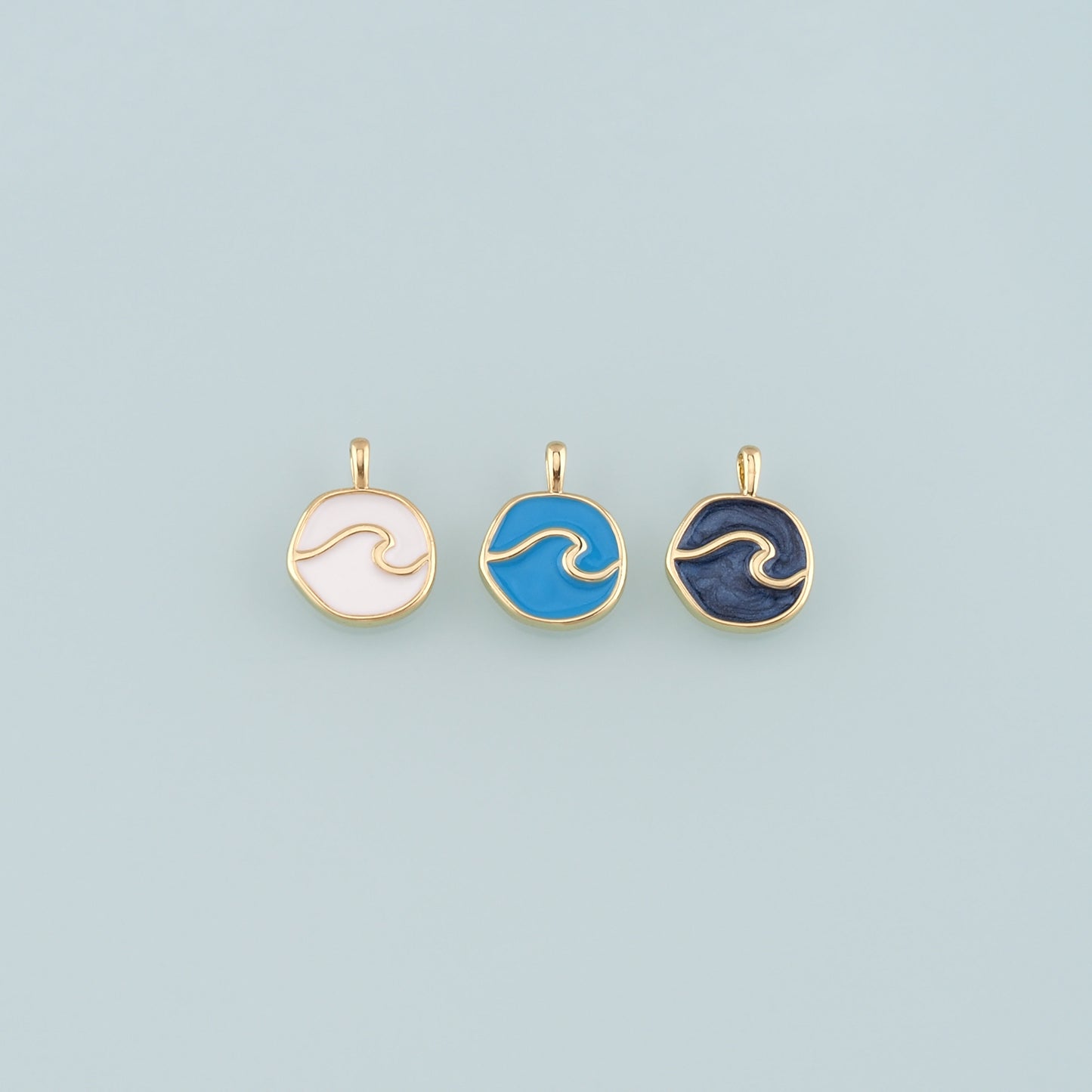 Gold Wave Charms,18K Gold Filled Wave Pendant,Enamel Wave Bracelet Necklace for DIY Jewelry Making Supply