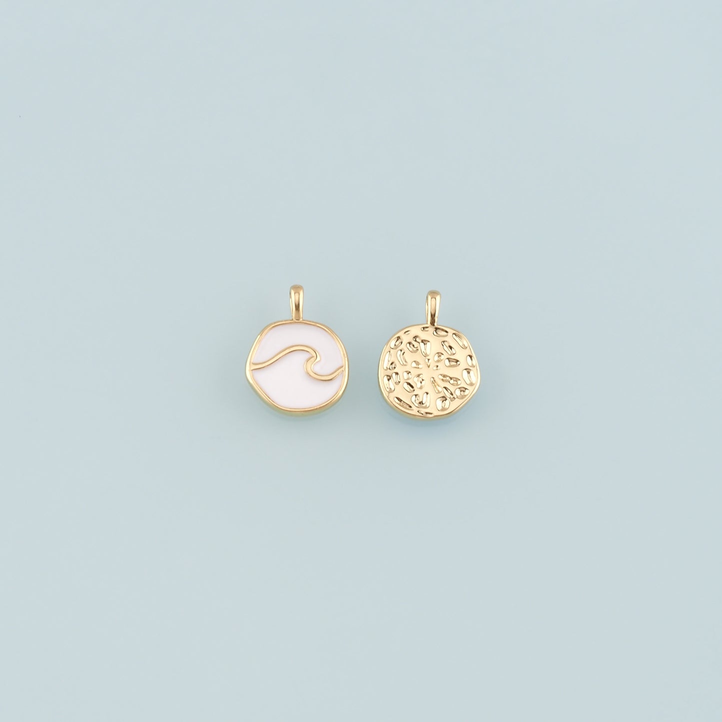 Gold Wave Charms,18K Gold Filled Wave Pendant,Enamel Wave Bracelet Necklace for DIY Jewelry Making Supply
