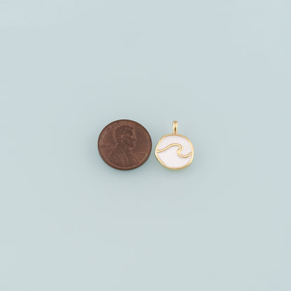 Gold Wave Charms,18K Gold Filled Wave Pendant,Enamel Wave Bracelet Necklace for DIY Jewelry Making Supply
