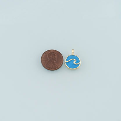 Gold Wave Charms,18K Gold Filled Wave Pendant,Enamel Wave Bracelet Necklace for DIY Jewelry Making Supply