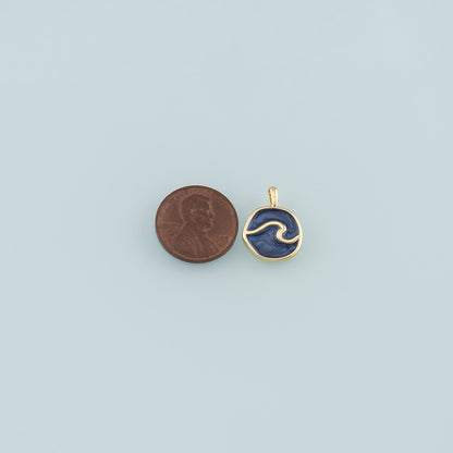 Gold Wave Charms,18K Gold Filled Wave Pendant,Enamel Wave Bracelet Necklace for DIY Jewelry Making Supply
