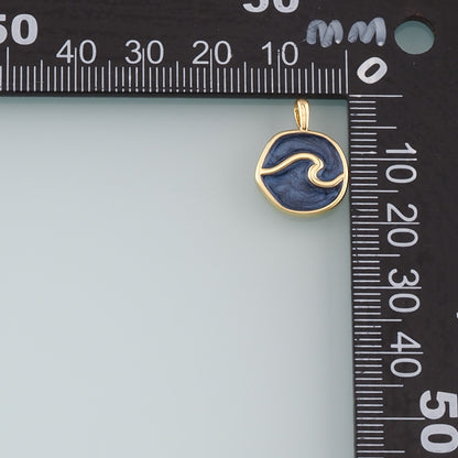 Gold Wave Charms,18K Gold Filled Wave Pendant,Enamel Wave Bracelet Necklace for DIY Jewelry Making Supply
