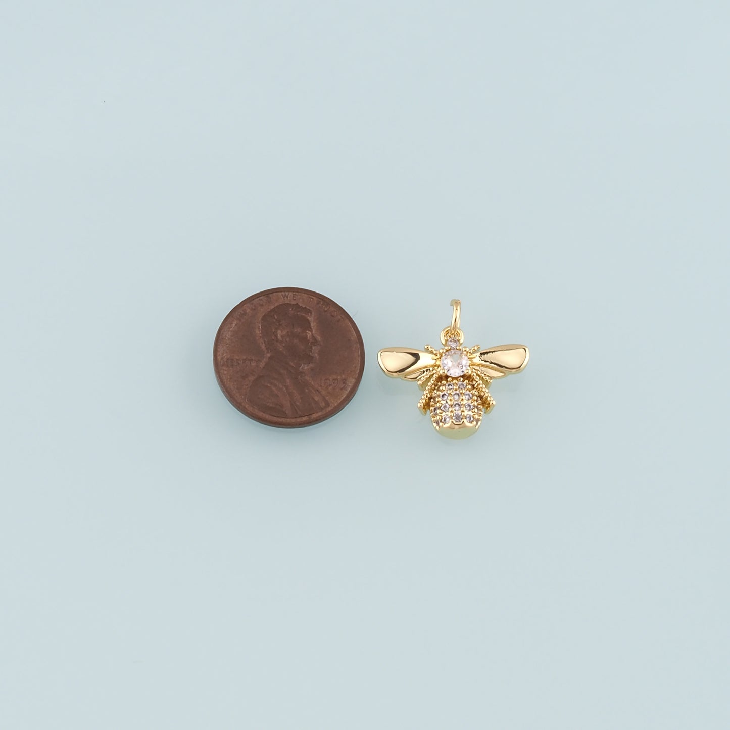 Gold Insect Charms,18K Gold Filled Bee Pendant,CZ Micro Pave Bee Charm Bracelet Necklace for DIY Jewelry Making Supply