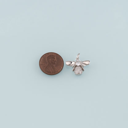 Gold Insect Charms,18K Gold Filled Bee Pendant,CZ Micro Pave Bee Charm Bracelet Necklace for DIY Jewelry Making Supply