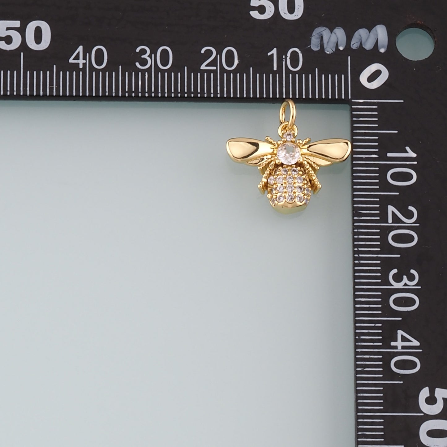 Gold Insect Charms,18K Gold Filled Bee Pendant,CZ Micro Pave Bee Charm Bracelet Necklace for DIY Jewelry Making Supply