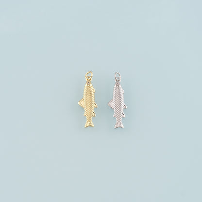 Gold Fish Charms,18K Gold Filled Fish Pendant,Ocean Charm Bracelet Necklace for DIY Jewelry Making Supply