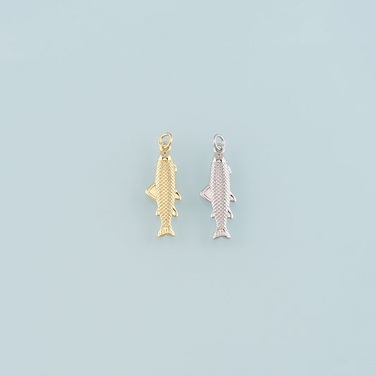 Gold Fish Charms,18K Gold Filled Fish Pendant,Ocean Charm Bracelet Necklace for DIY Jewelry Making Supply