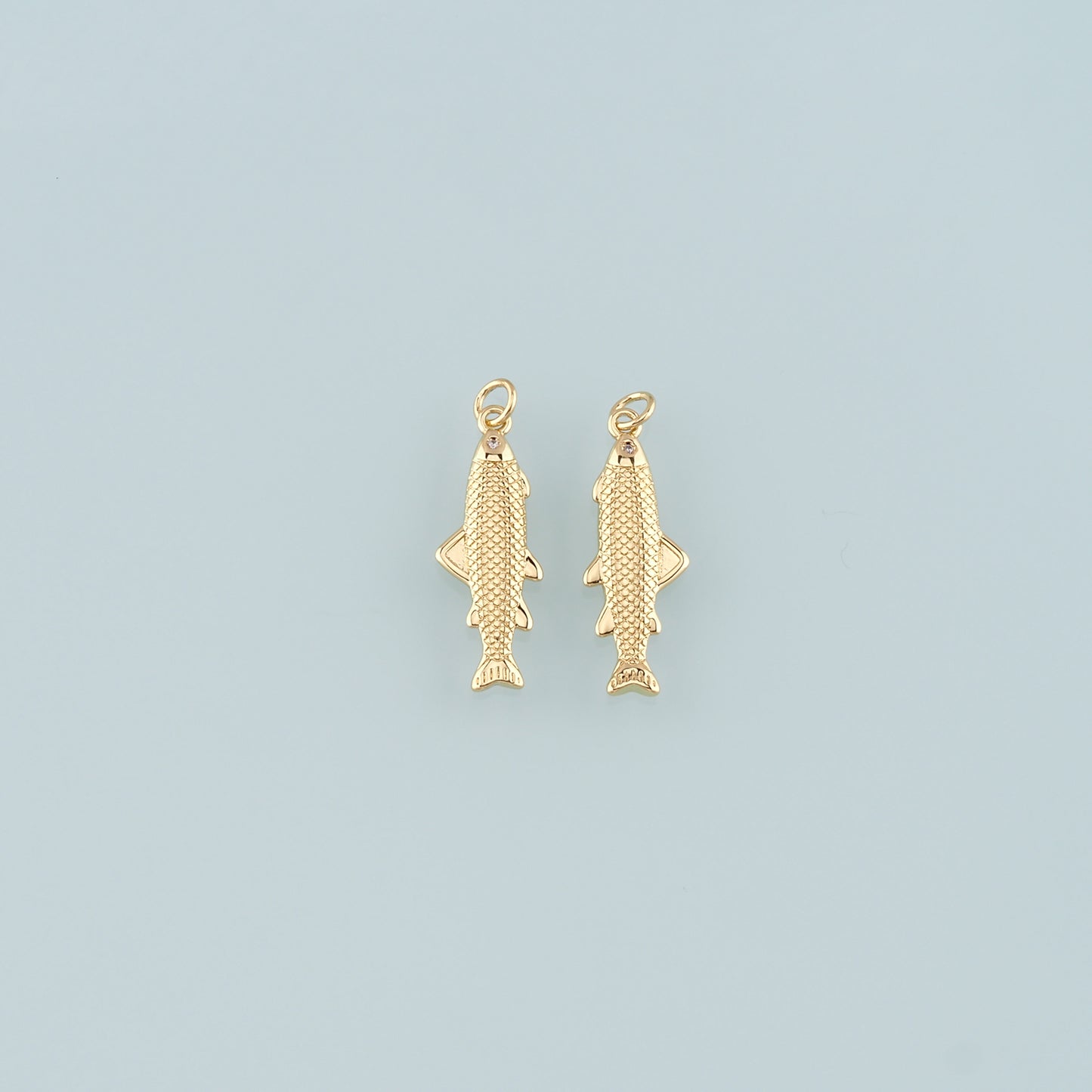 Gold Fish Charms,18K Gold Filled Fish Pendant,Ocean Charm Bracelet Necklace for DIY Jewelry Making Supply