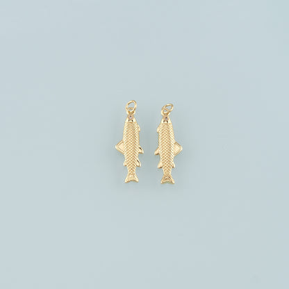 Gold Fish Charms,18K Gold Filled Fish Pendant,Ocean Charm Bracelet Necklace for DIY Jewelry Making Supply