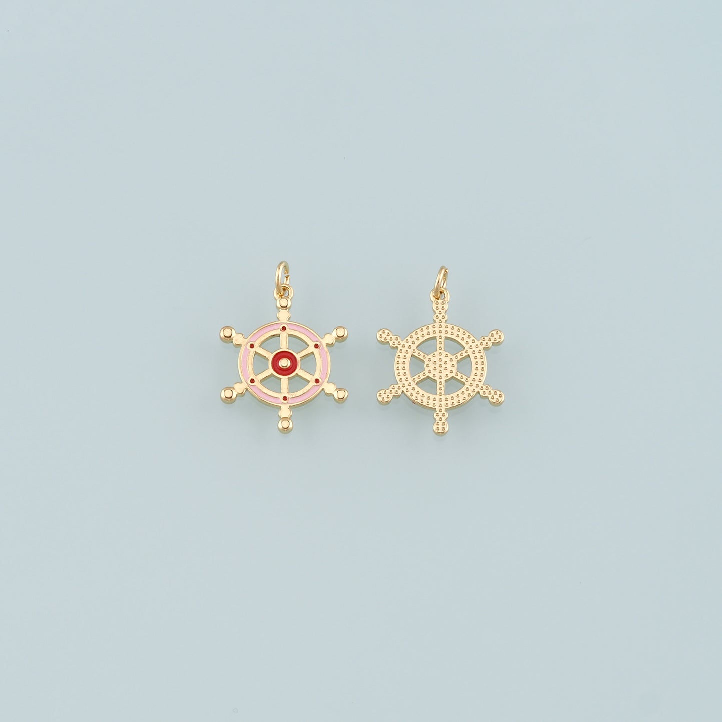 Gold Rudder Charm,18K Gold Filled Rudder Pendant,Enamel Navigation Charm Bracelet Necklace for DIY Jewelry Making Supply
