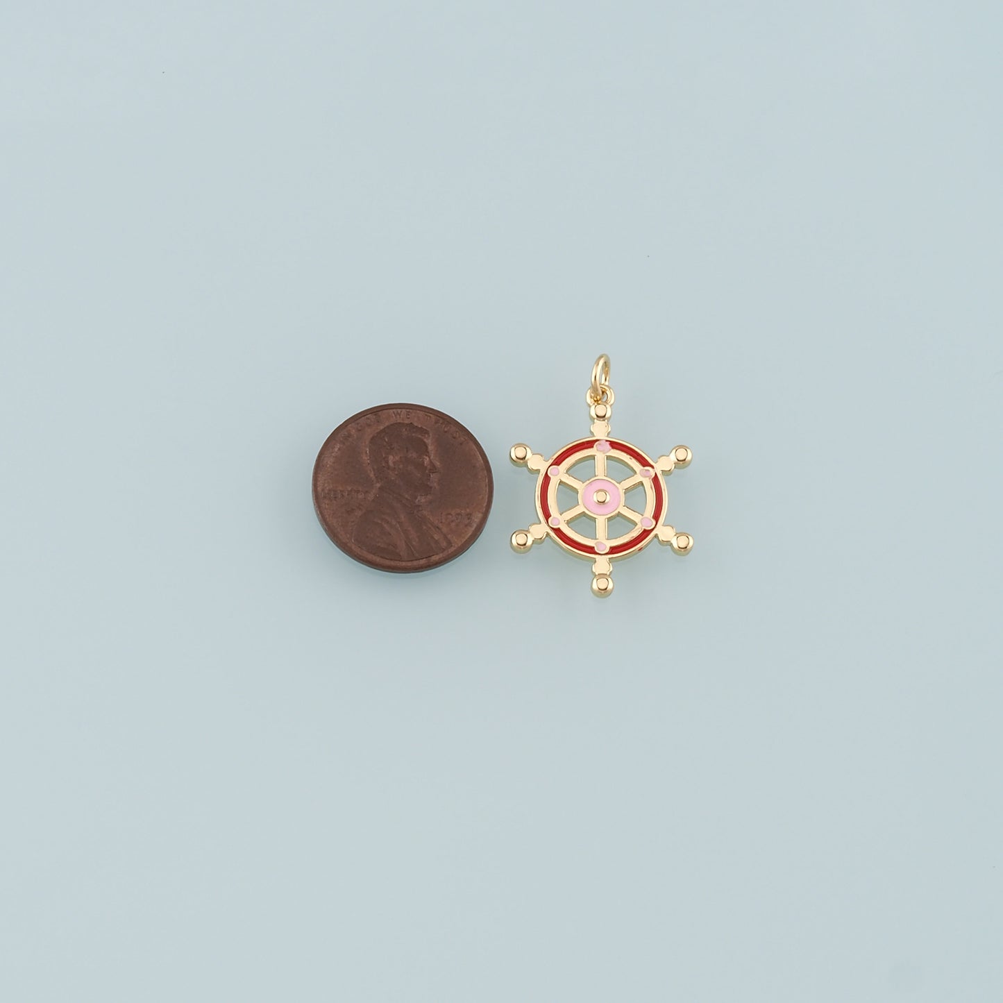 Gold Rudder Charm,18K Gold Filled Rudder Pendant,Enamel Navigation Charm Bracelet Necklace for DIY Jewelry Making Supply