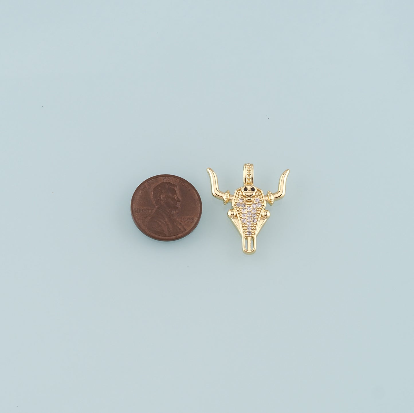 Gold Ox Charms,18K Gold Filled Bull Head Pendant,CZ Micro Pave Bull Charm Bracelet Necklace for DIY Jewelry Making Supply