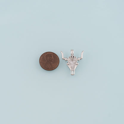 Gold Ox Charms,18K Gold Filled Bull Head Pendant,CZ Micro Pave Bull Charm Bracelet Necklace for DIY Jewelry Making Supply
