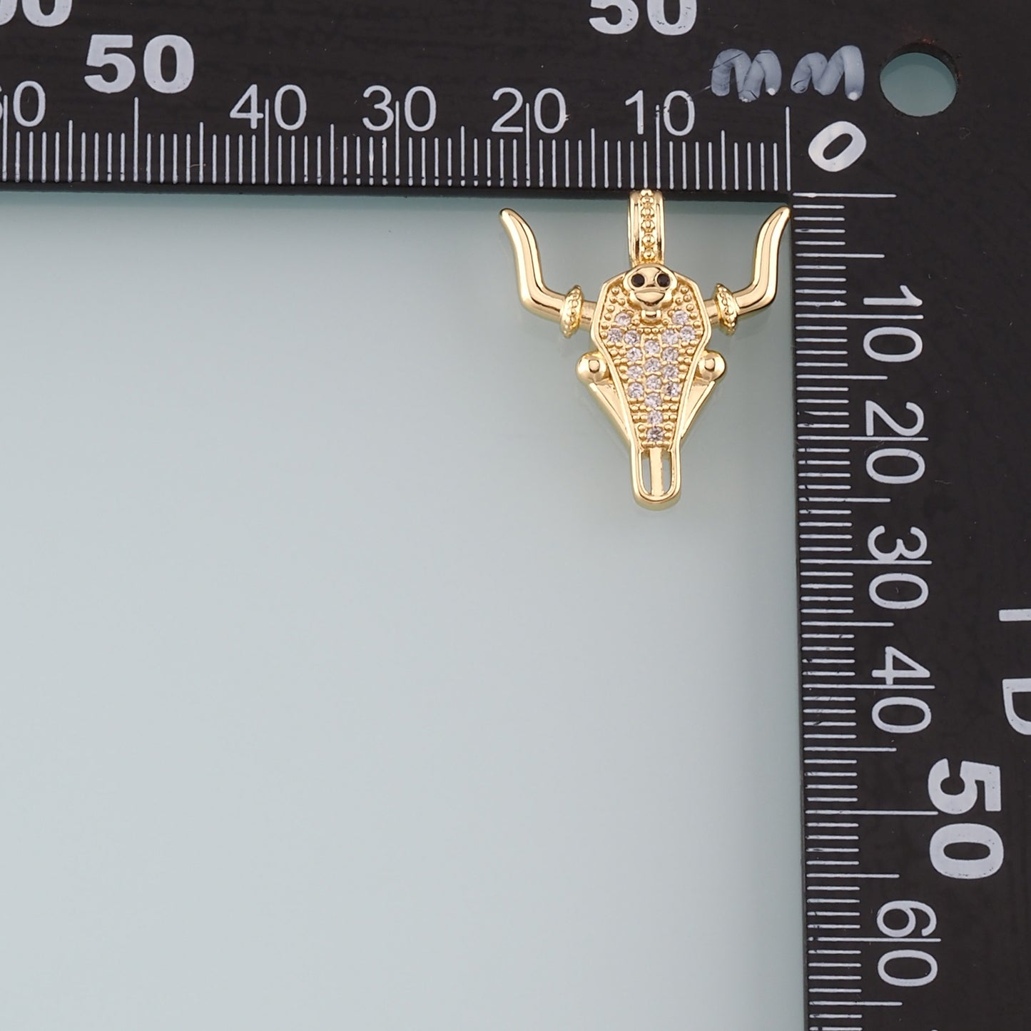 Gold Ox Charms,18K Gold Filled Bull Head Pendant,CZ Micro Pave Bull Charm Bracelet Necklace for DIY Jewelry Making Supply