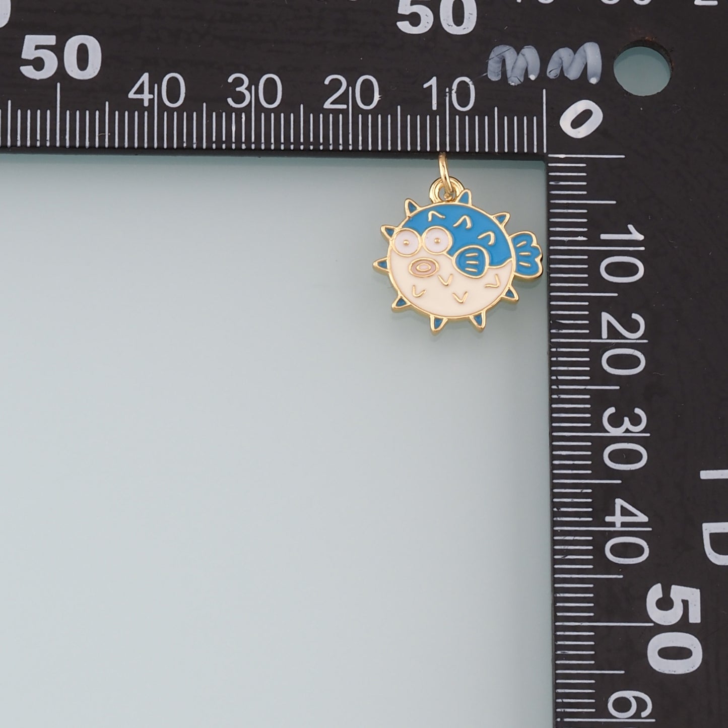 Gold Ocean Charms,18K Gold Filled Pufferfish Pendant,Enamel Pufferfish Charm Bracelet Necklace for DIY Jewelry Making Supply