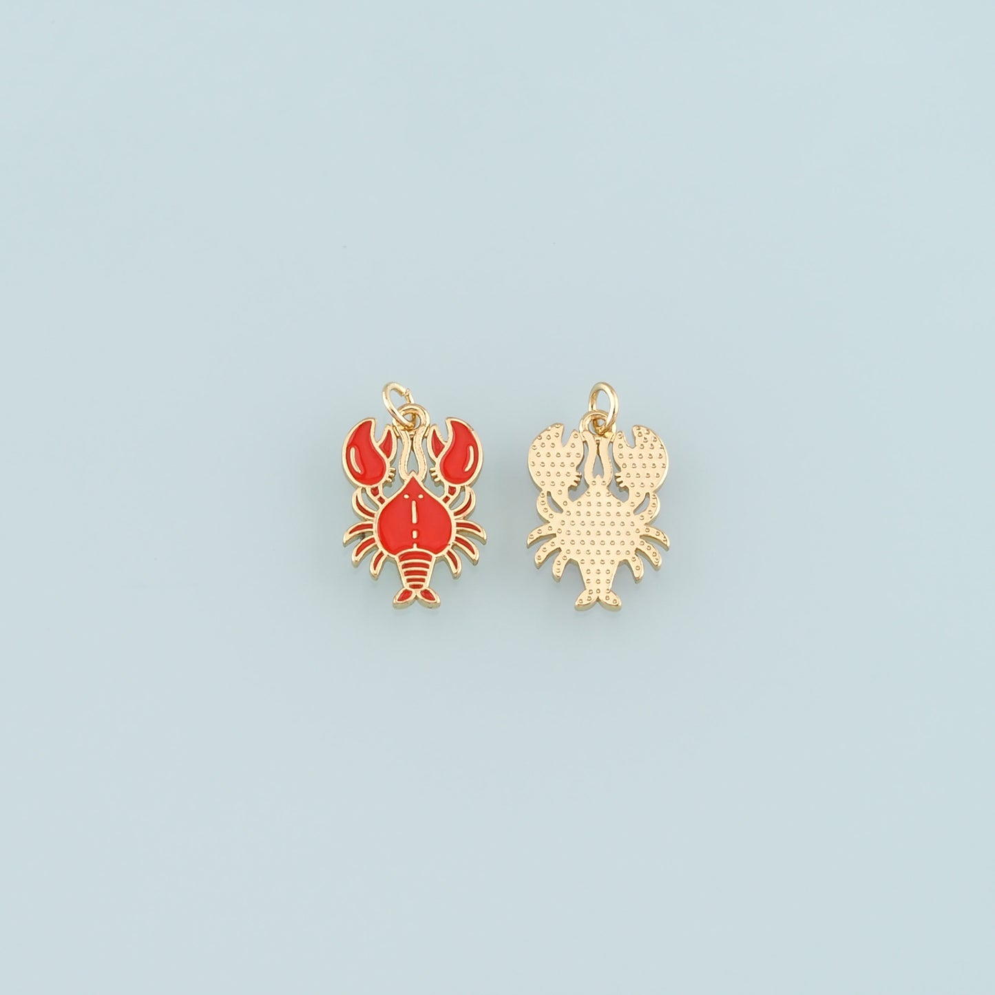 Cute Lobster Charms,18K Gold Filled Enamel Lobster Pendant,kawaii Ocean Charm Bracelet Necklace for DIY Jewelry Making Supply
