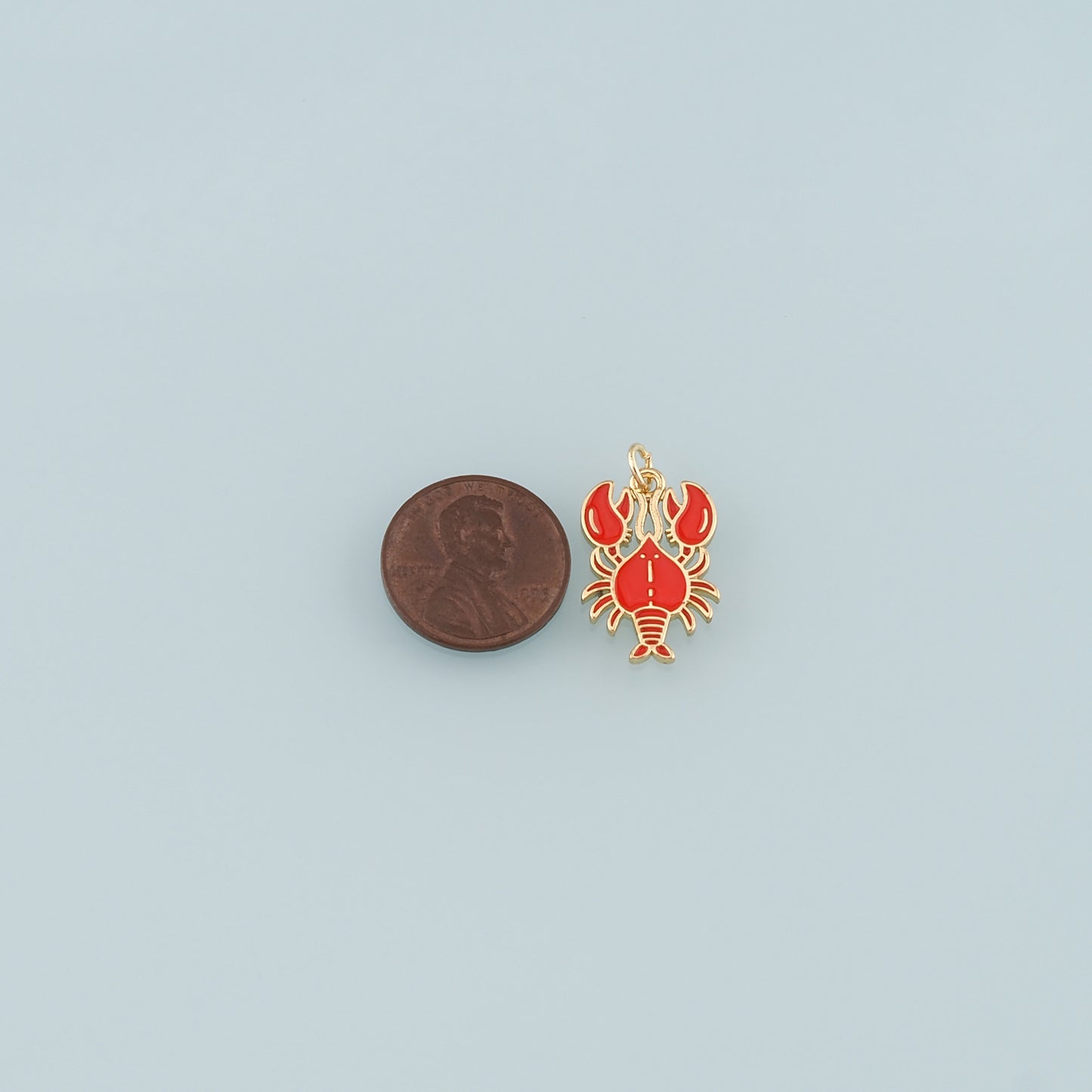 Cute Lobster Charms,18K Gold Filled Enamel Lobster Pendant,kawaii Ocean Charm Bracelet Necklace for DIY Jewelry Making Supply
