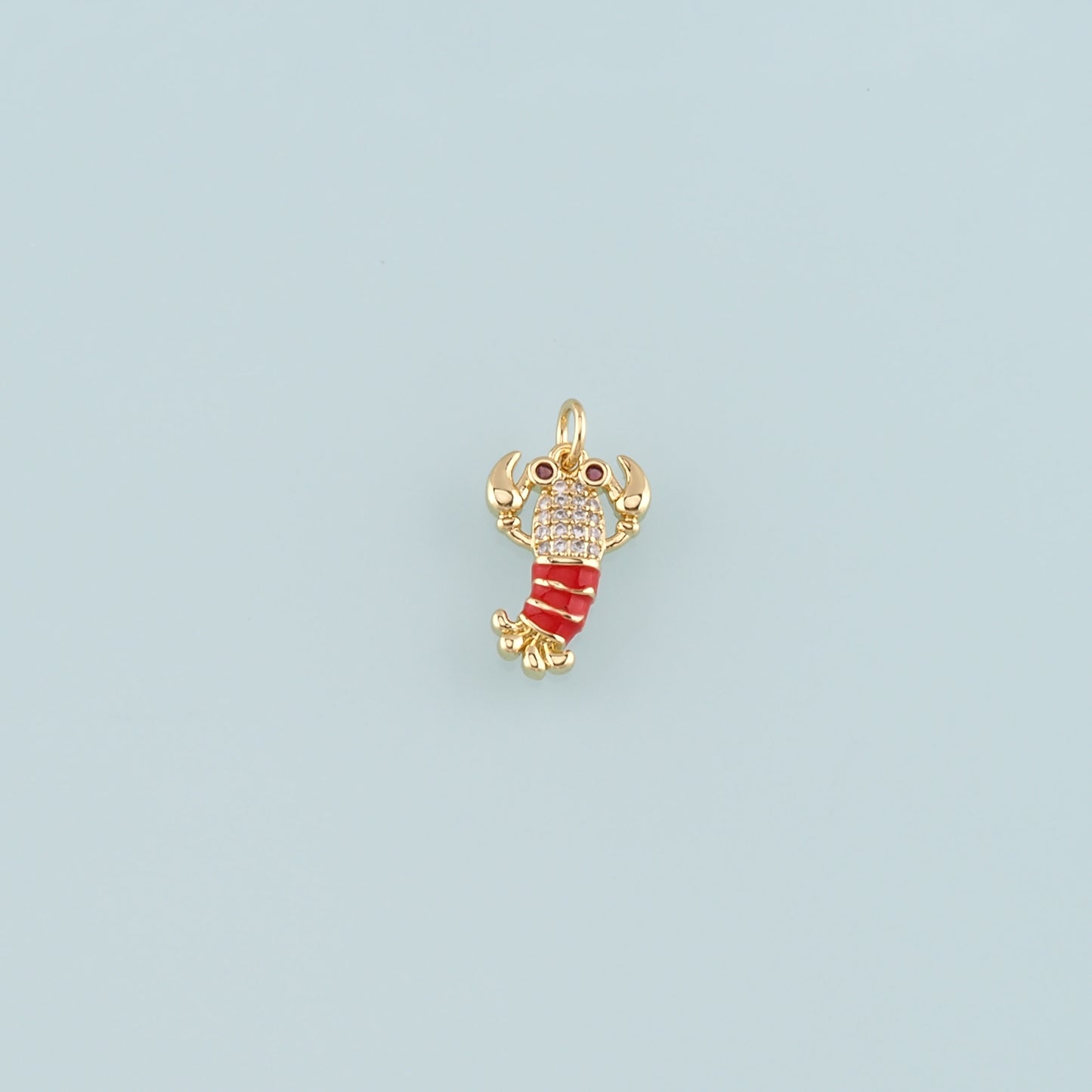 Cute Lobster Charms,18K Gold Filled Enamel Lobster Pendant,kawaii Ocean Charm Bracelet Necklace for DIY Jewelry Making Supply