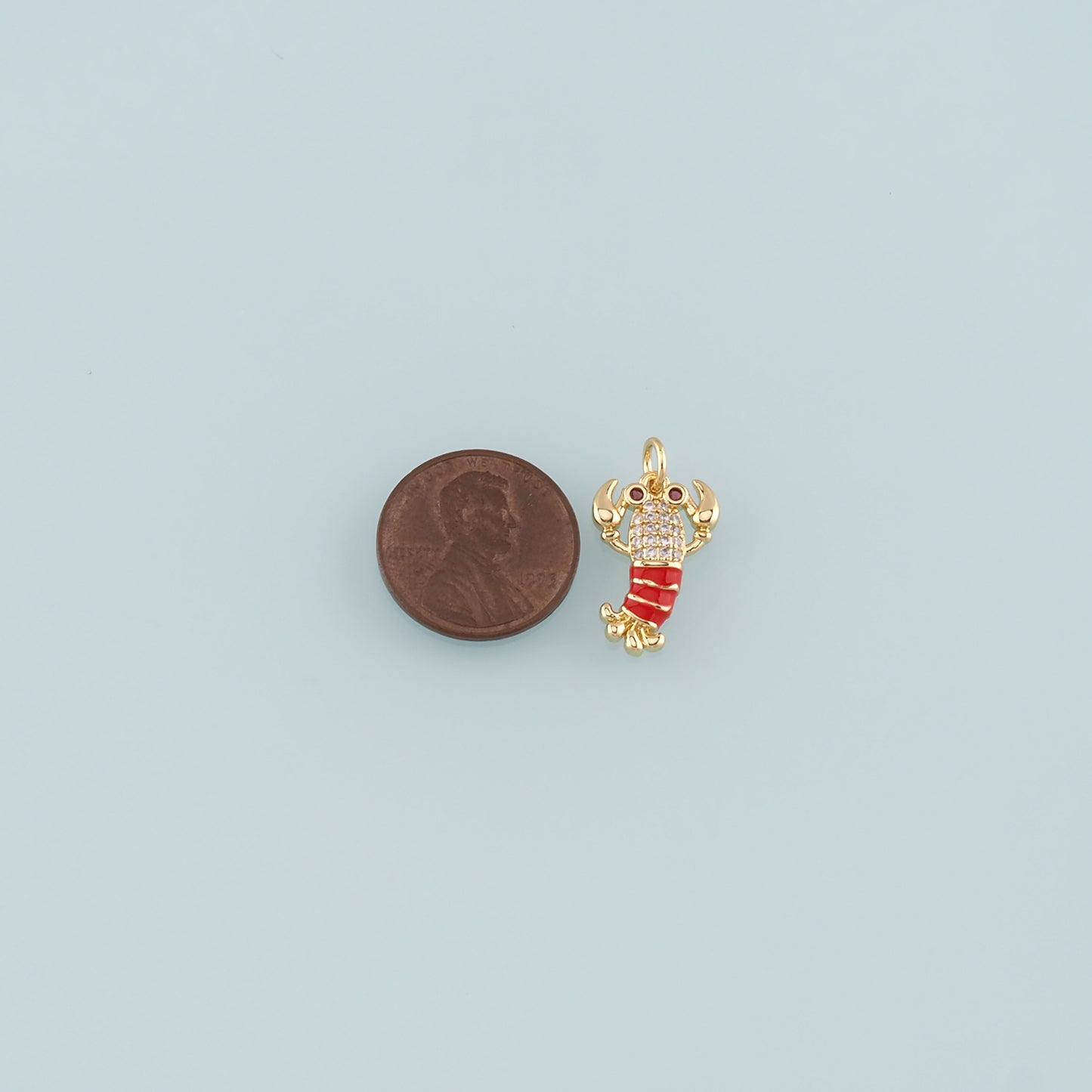 Cute Lobster Charms,18K Gold Filled Enamel Lobster Pendant,kawaii Ocean Charm Bracelet Necklace for DIY Jewelry Making Supply