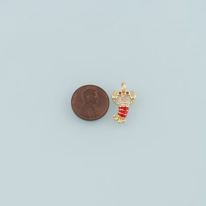 Cute Lobster Charms,18K Gold Filled Enamel Lobster Pendant,kawaii Ocean Charm Bracelet Necklace for DIY Jewelry Making Supply
