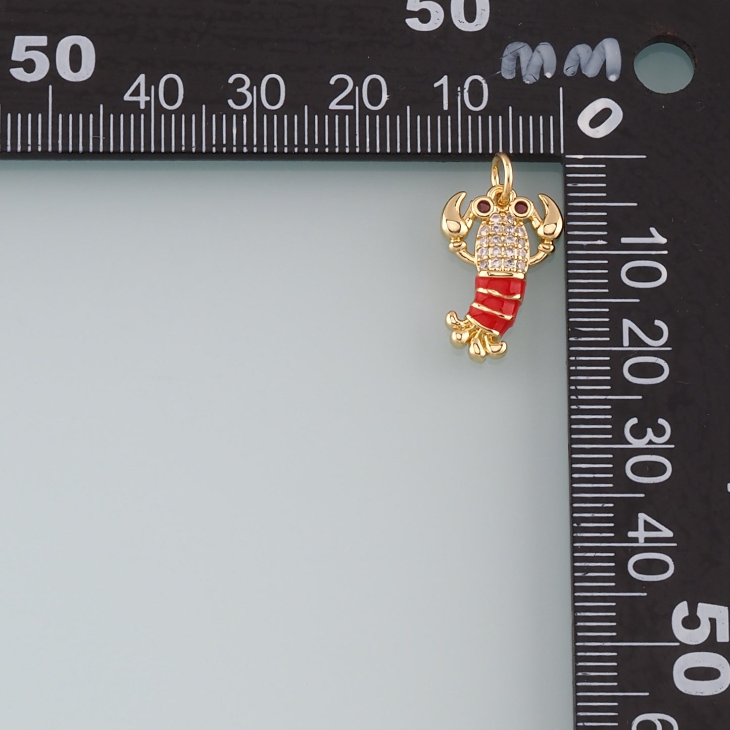 Cute Lobster Charms,18K Gold Filled Enamel Lobster Pendant,kawaii Ocean Charm Bracelet Necklace for DIY Jewelry Making Supply