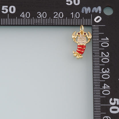 Cute Lobster Charms,18K Gold Filled Enamel Lobster Pendant,kawaii Ocean Charm Bracelet Necklace for DIY Jewelry Making Supply
