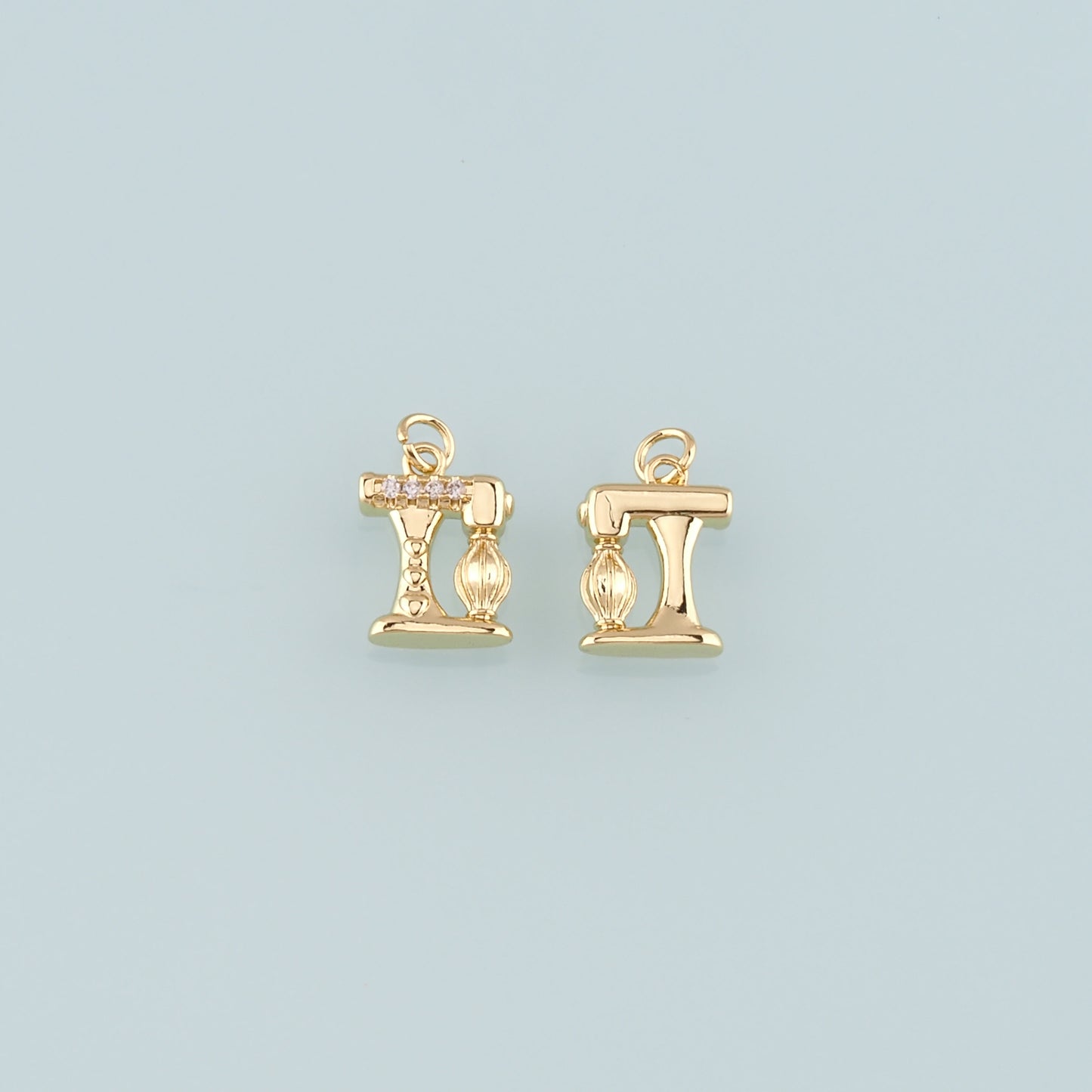 18K Gold Filled Sewing Machine Pendant,CZ Micro Pave Sewing Machine Charm Bracelet Necklace for DIY Jewelry Making Supply