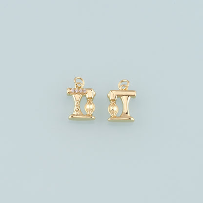 18K Gold Filled Sewing Machine Pendant,CZ Micro Pave Sewing Machine Charm Bracelet Necklace for DIY Jewelry Making Supply