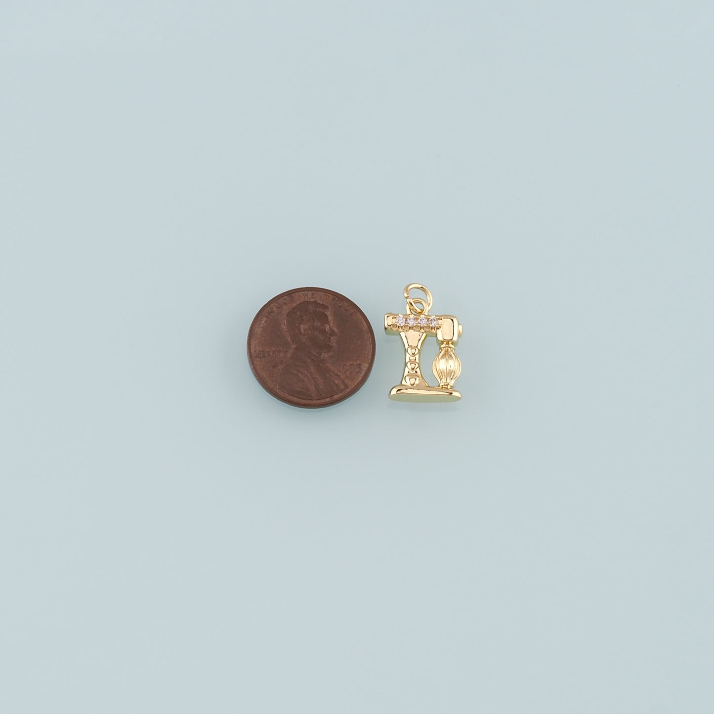 18K Gold Filled Sewing Machine Pendant,CZ Micro Pave Sewing Machine Charm Bracelet Necklace for DIY Jewelry Making Supply