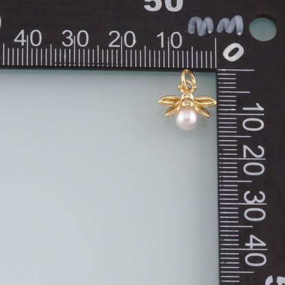 Gold Insect Charms,18K Gold Filled Pearl Bee Pendant,Bee Charm Bracelet Necklace for DIY Jewelry Making Supply
