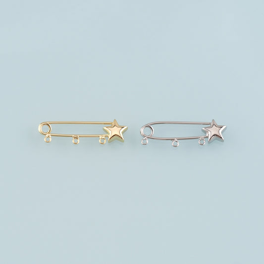 18K Gold Filled Safety Pin Pendant,Safety Pin Charm Bracelet Necklace for DIY Jewelry Making Supply