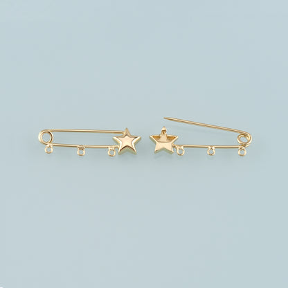 18K Gold Filled Safety Pin Pendant,Safety Pin Charm Bracelet Necklace for DIY Jewelry Making Supply
