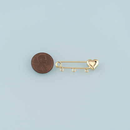 18K Gold Filled Safety Pin Pendant,Safety Pin Charm Bracelet Necklace for DIY Jewelry Making Supply
