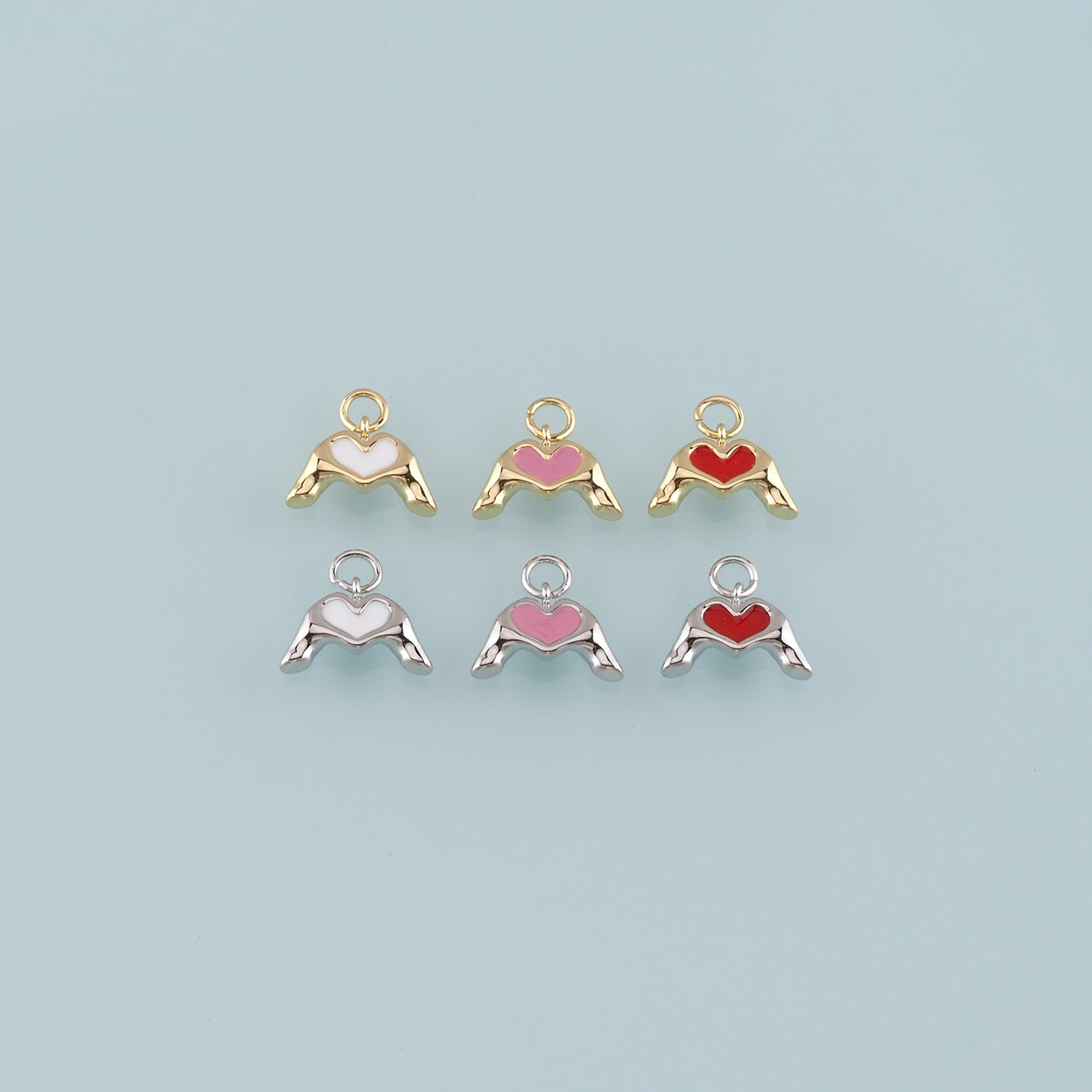 Gold Hand Charms,18K Gold Filled Gesture Pendant,Enamel Hand Charm Bracelet Necklace for DIY Jewelry Making Supply
