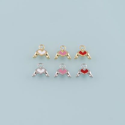 Gold Hand Charms,18K Gold Filled Gesture Pendant,Enamel Hand Charm Bracelet Necklace for DIY Jewelry Making Supply