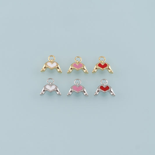 Gold Hand Charms,18K Gold Filled Gesture Pendant,Enamel Hand Charm Bracelet Necklace for DIY Jewelry Making Supply