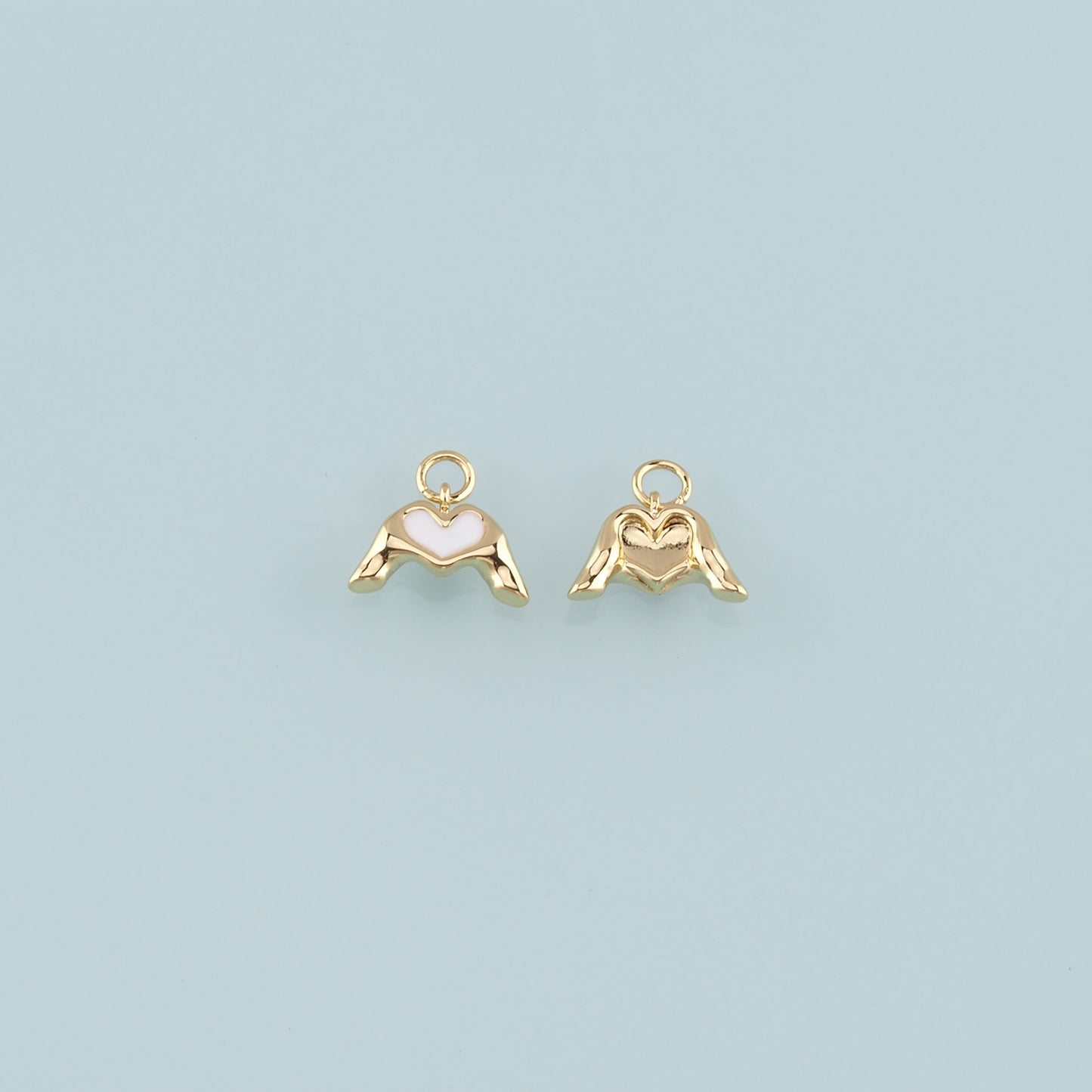 Gold Hand Charms,18K Gold Filled Gesture Pendant,Enamel Hand Charm Bracelet Necklace for DIY Jewelry Making Supply