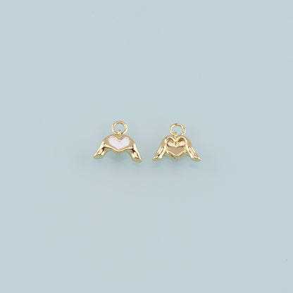 Gold Hand Charms,18K Gold Filled Gesture Pendant,Enamel Hand Charm Bracelet Necklace for DIY Jewelry Making Supply