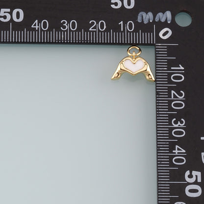 Gold Hand Charms,18K Gold Filled Gesture Pendant,Enamel Hand Charm Bracelet Necklace for DIY Jewelry Making Supply