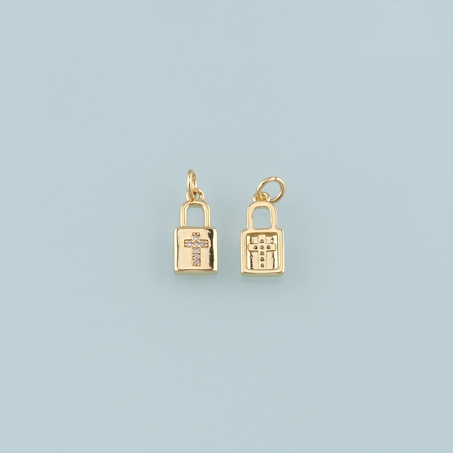 Gold Key Lock Charms,18K Gold Filled Lock Pendant,CZ Micro Pave Lock Charm Bracelet Necklace for DIY Jewelry Making Supply
