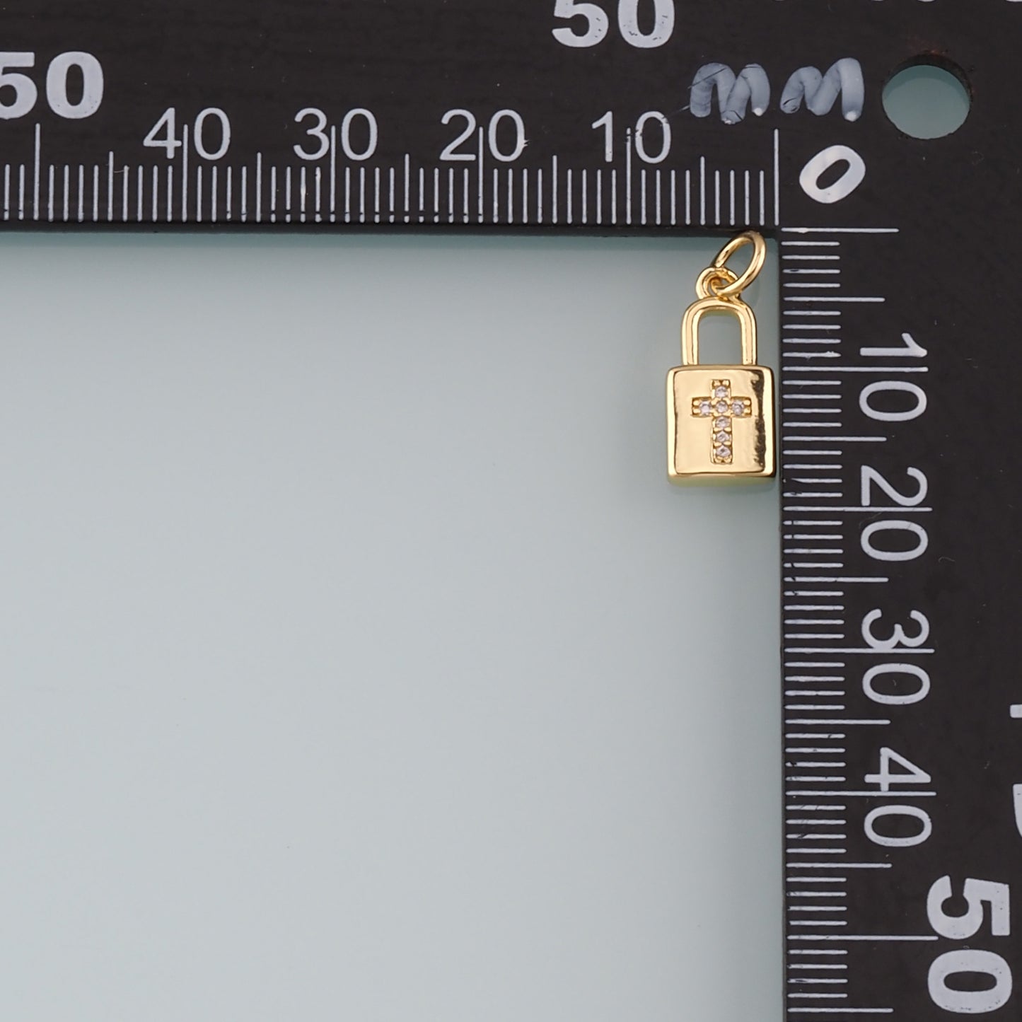 Gold Key Lock Charms,18K Gold Filled Lock Pendant,CZ Micro Pave Lock Charm Bracelet Necklace for DIY Jewelry Making Supply