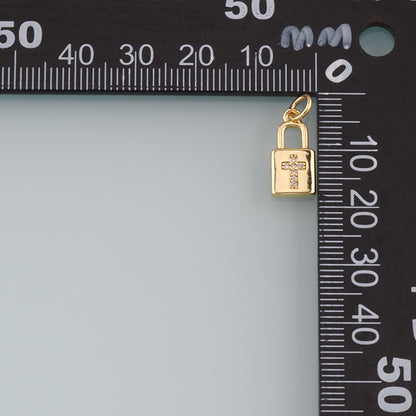 Gold Key Lock Charms,18K Gold Filled Lock Pendant,CZ Micro Pave Lock Charm Bracelet Necklace for DIY Jewelry Making Supply