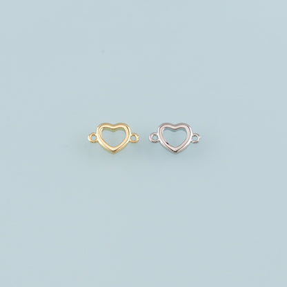 18K Gold Filled Heart Connector,Heart Charm Bracelet Necklace for DIY Jewelry Making Supply
