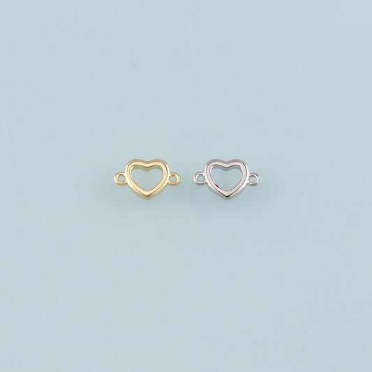 18K Gold Filled Heart Connector,Heart Charm Bracelet Necklace for DIY Jewelry Making Supply